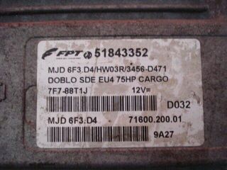 Centralita del motor Fiat Doblo 51843352 MJD6F3D4 7160020001