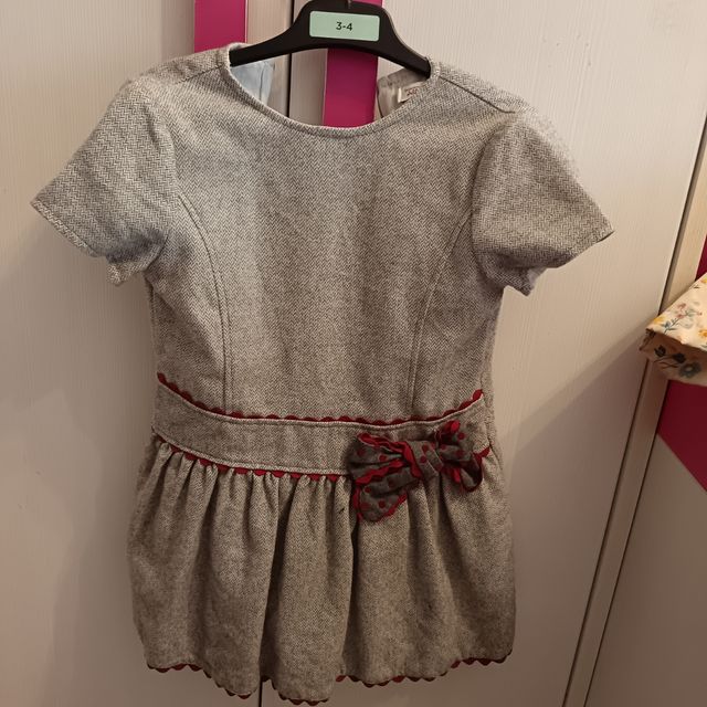 Vestido niña gris con lazo