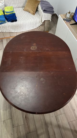 Mesa redonda extensible de madera