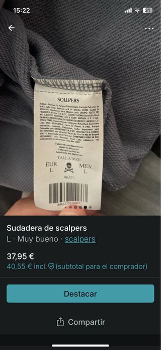 Sudadera Scalpers Azul Talla L