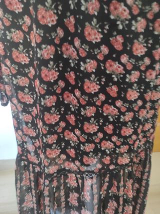 Vestido largo estampado floral manga larga