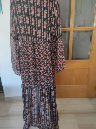 Vestido largo estampado floral manga larga