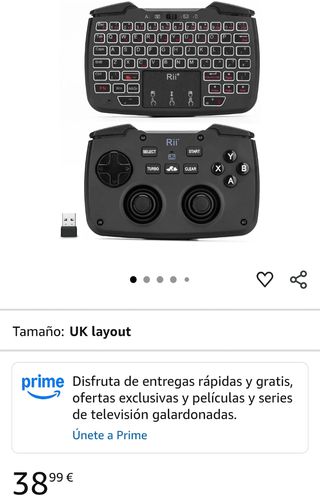 Rii RK707 Teclado y Gamepad Mini Negro