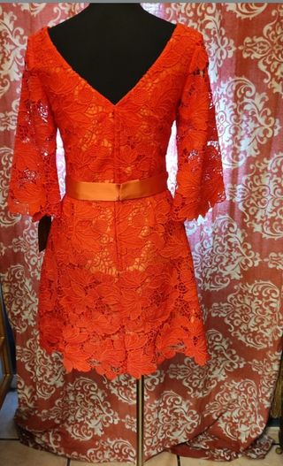 Vestido Ana Torres Talla L Encaje Rojo