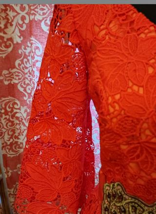 Vestido Ana Torres Talla L Encaje Rojo