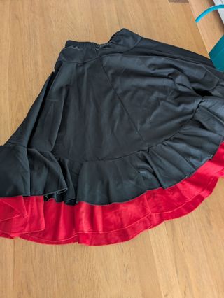 Falda Flamenco Niña 8 Años Negra y Roja