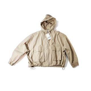 Zara/ Cortavientos oversize beige con capucha T:S
