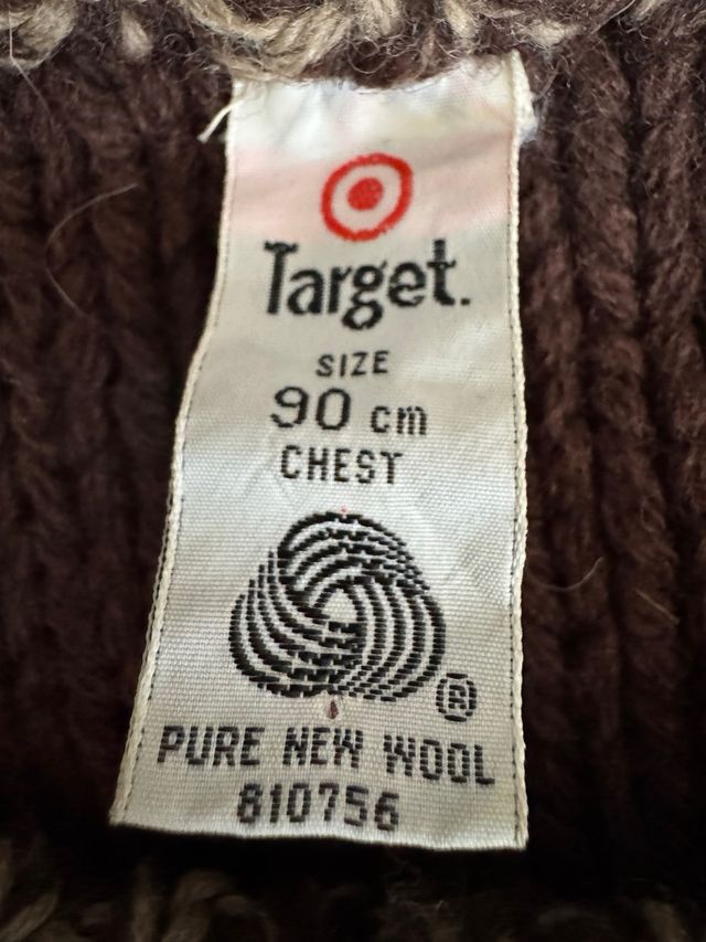 Maglione lana vintage geometrico marrone beige