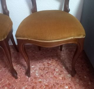 2 sedie elisabettiane vintage in legno e velluto