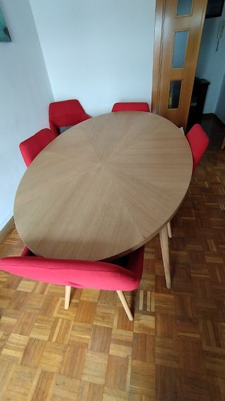 Conjunti Mesa/sillas comedor ovalada Origami 200cm
