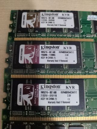 4 Memorias RAM Kingston DDR 512MB y 1gb