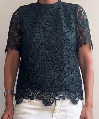 Blusa Massimo Dutti crochet verde T.38