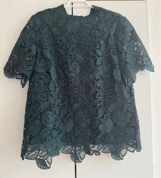 Blusa Massimo Dutti crochet verde T.38