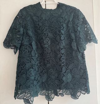 Blusa Massimo Dutti crochet verde T.38