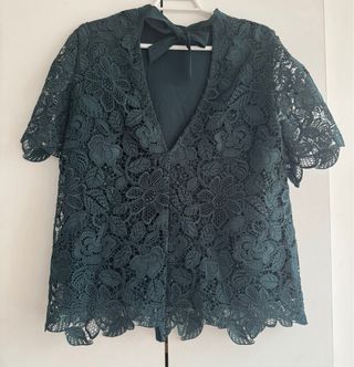 Blusa Massimo Dutti crochet verde T.38