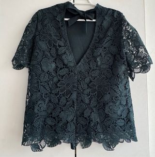 Blusa Massimo Dutti crochet verde T.38