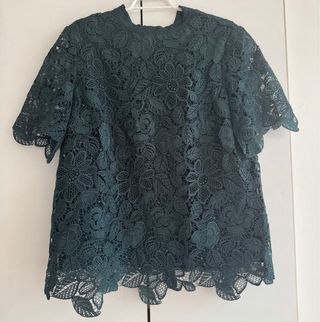 Blusa Massimo Dutti crochet verde T.38