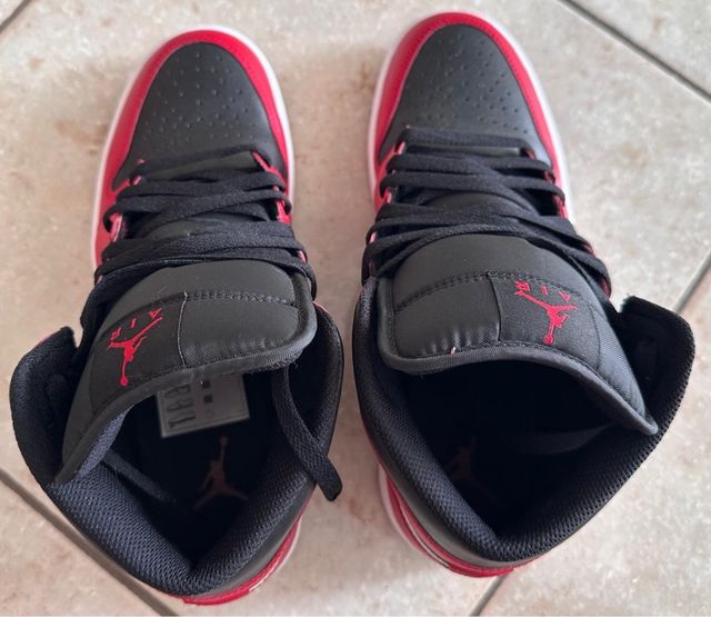 Air Jordan 1 Mid Scarpe Uomo Nero Rosso