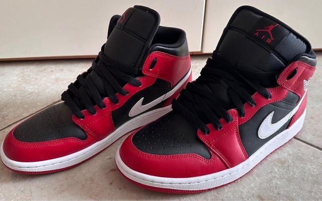 Air Jordan 1 Mid Scarpe Uomo Nero Rosso
