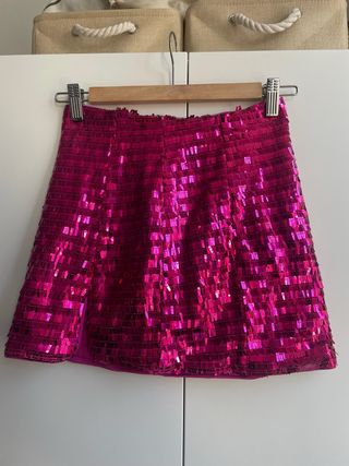 Minifalda lentejuelas fucsia