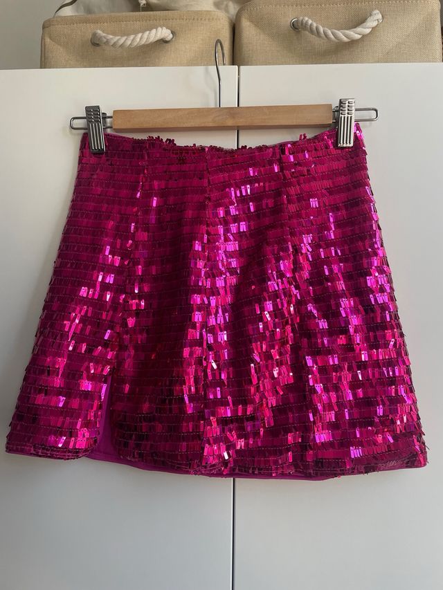 Minifalda lentejuelas fucsia