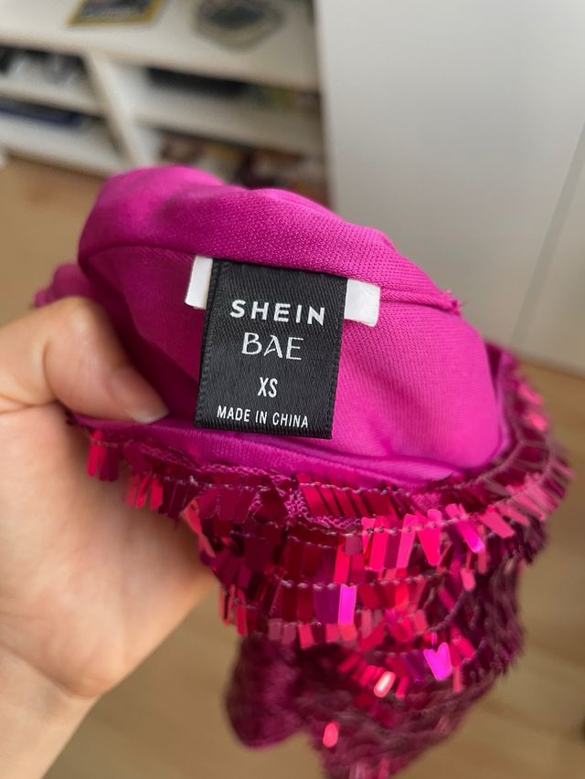 Minifalda lentejuelas fucsia