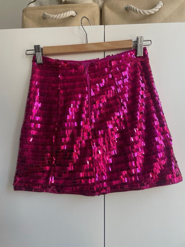 Minifalda lentejuelas fucsia