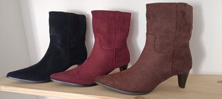 Botas de tacón mujer burdeos, marrón, negro