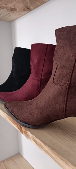 Botas de tacón mujer burdeos, marrón, negro