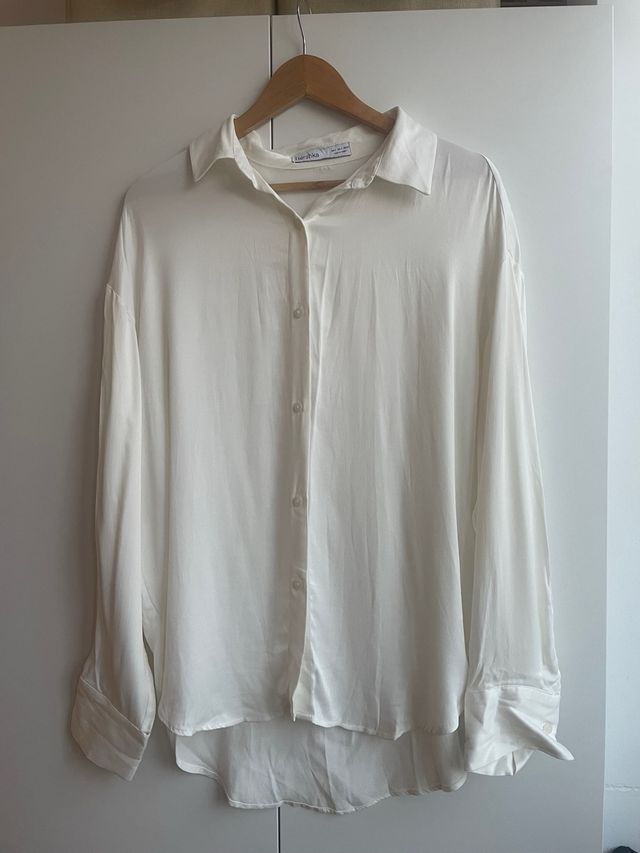 Camisa Bershka Blanca Oversize 