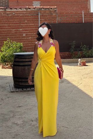 Vestido largo amarillo Silvia Navarro