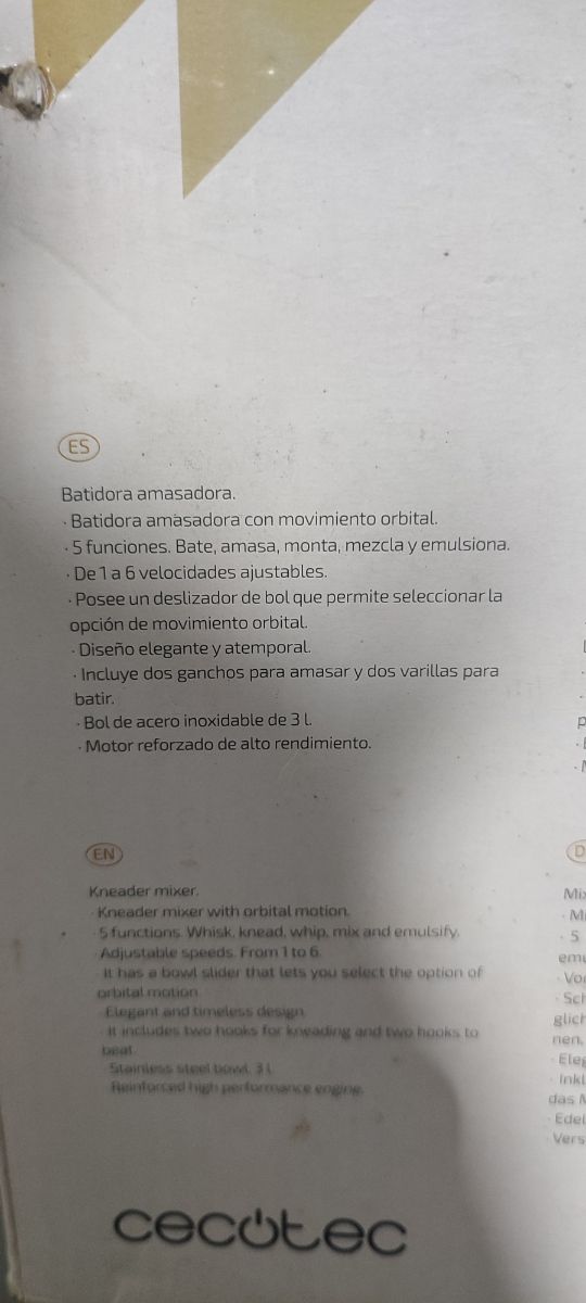 Batidora Amasadora Cecotec Cecomixer ( Nueva )