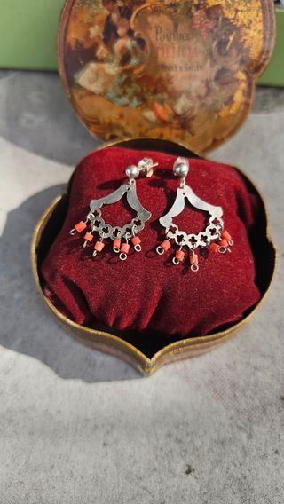 Pendientes Coral y Plata