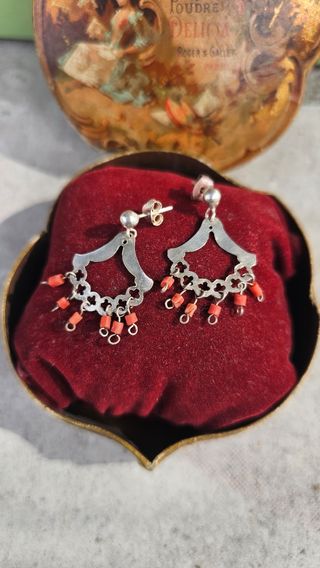 Pendientes Coral y Plata