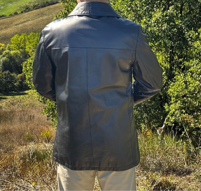 Giacca uomo in pelle nera taglia 48