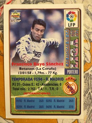 Cromo Paco Buyo Real Madrid 96
