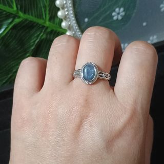 Anillo Cianita Natural Ovalada