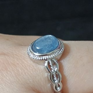 Anillo Cianita Natural Ovalada