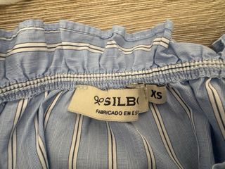 Blusa Silbon Hombros Descubiertos Rayas Azul