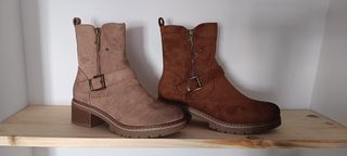 Botas de mujer beige y marrón