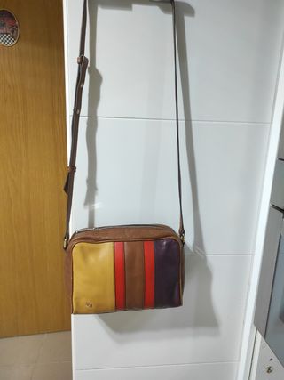 Bolso bandolera de cuero multicolor