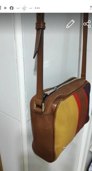 Bolso bandolera de cuero multicolor