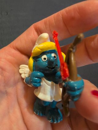 Pitufina Cupido con Arco y Flecha. Años 80 