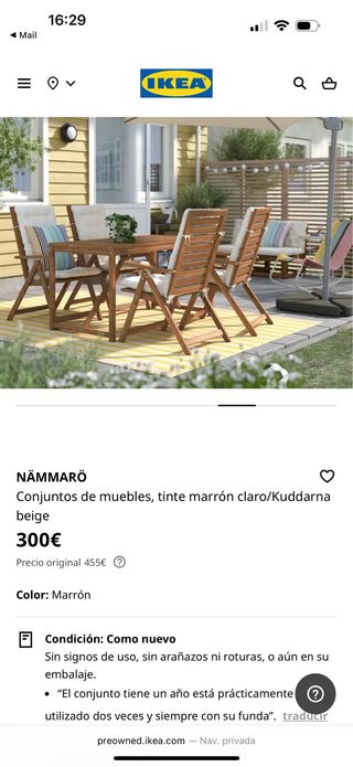 Conjunto Mesa y Sillas Terraza Madera