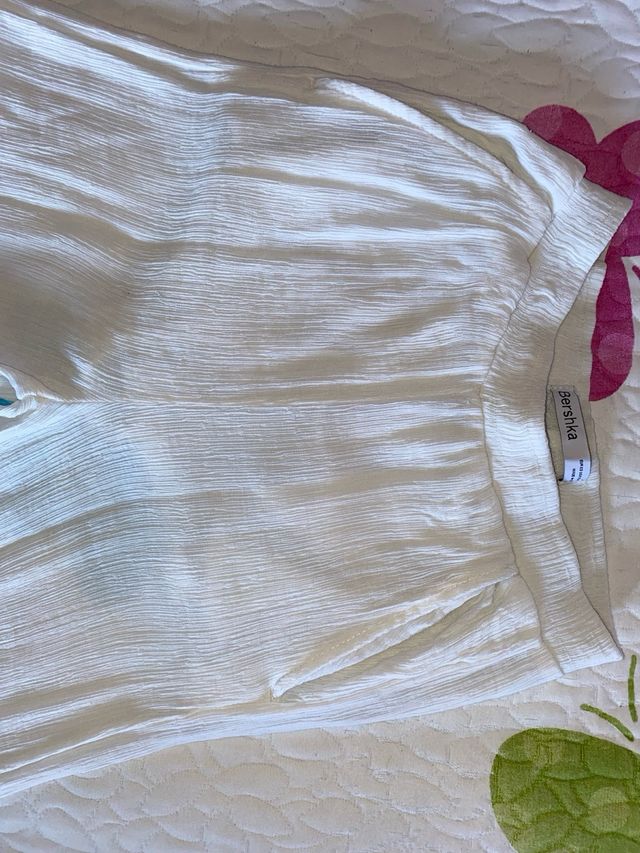 Pantalones anchos transparentes blancos de lino