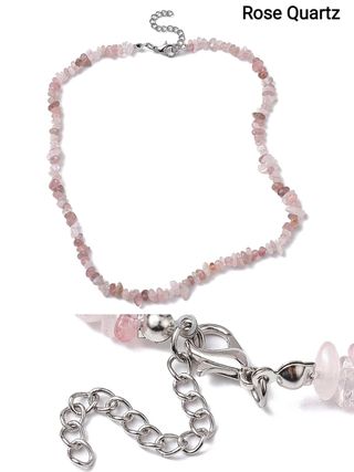Collana di Quarzo Rosa Naturale - chips - 40~45 cm