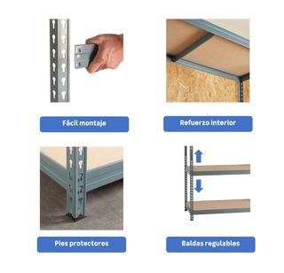 Estantería metálica con baldas de madera