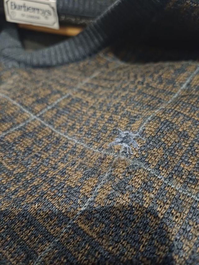 Jersey Burberry Cuello Pico Cuadros Marrón