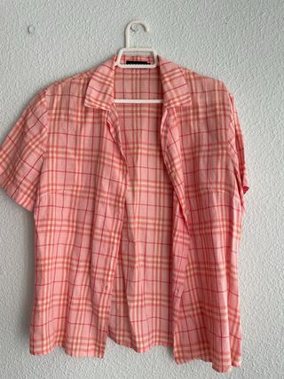 Camisa de cuadros rosa y naranja Burberry