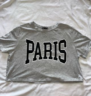 Camiseta corta gris Zara PARIS